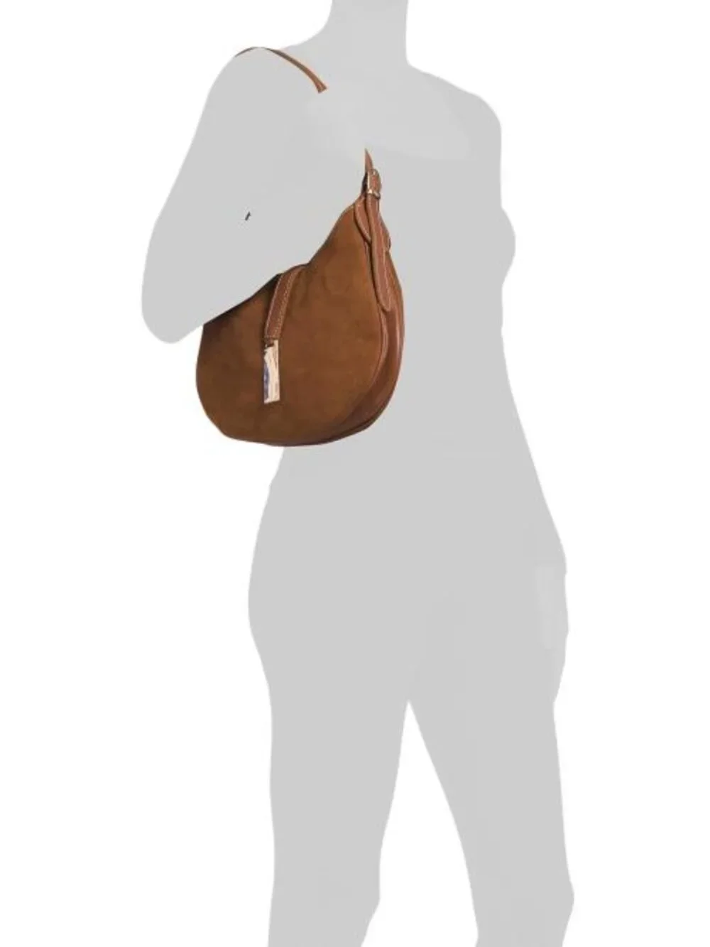 ISADORA Made In Italy Suede Mini Hobo With Bar Hardware And Double Gussets